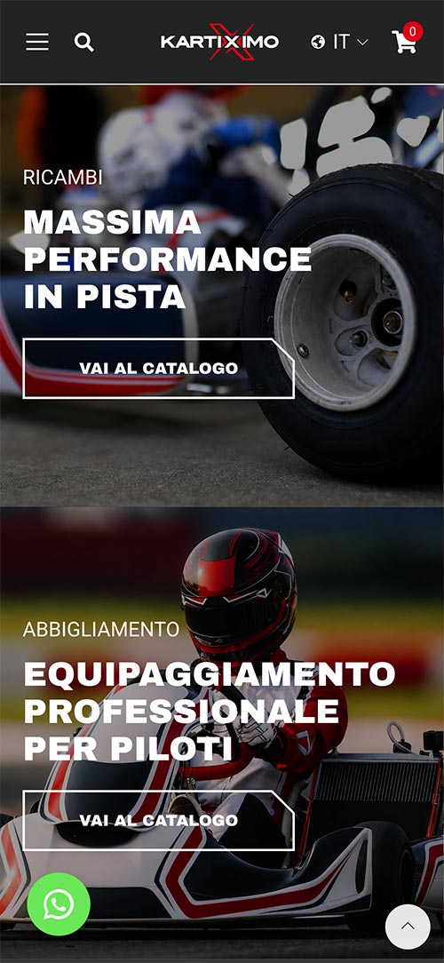Screenshot nuovo sito web Kartiximo mobile