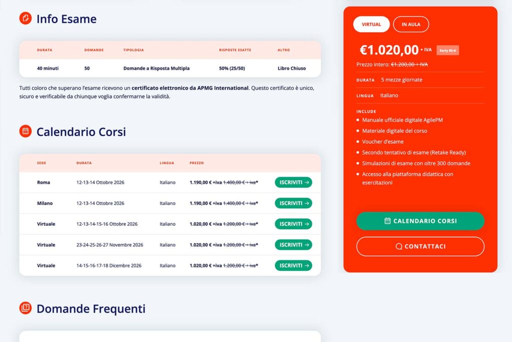 Screenshot sito web Mimir Learning