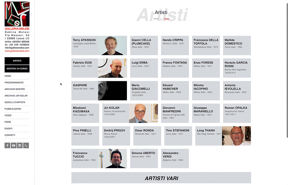 Sito web galleria melesi artisti
