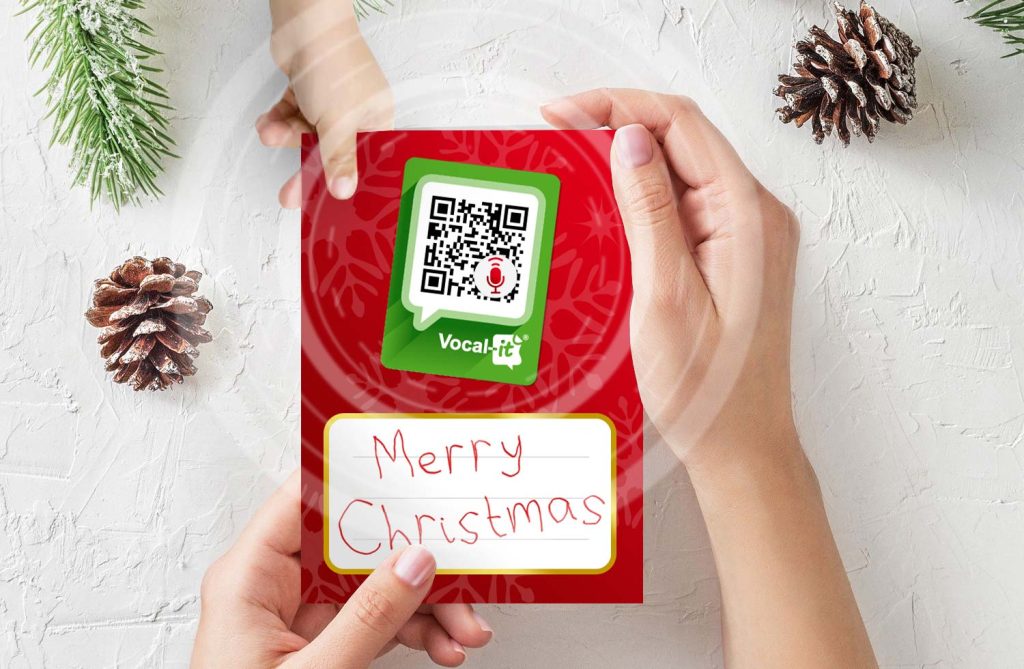 Happy QR Christmas - etichetta con QR ideato da Trizero