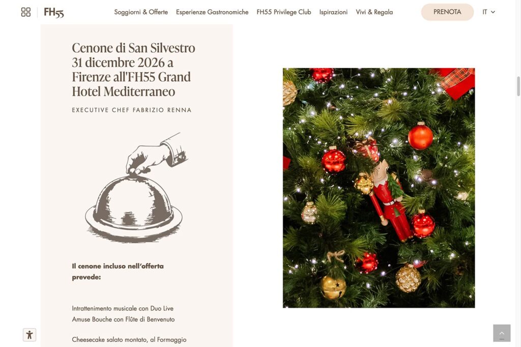 Screenshot nuovo sito web FH55 hotels