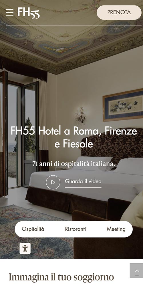 Screenshot nuovo sito web FH55 hotels mobile