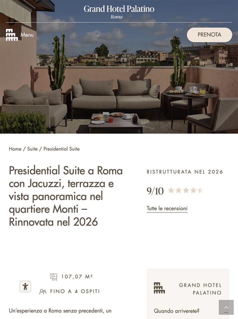Screenshot nuovo sito web FH55 hotels tablet