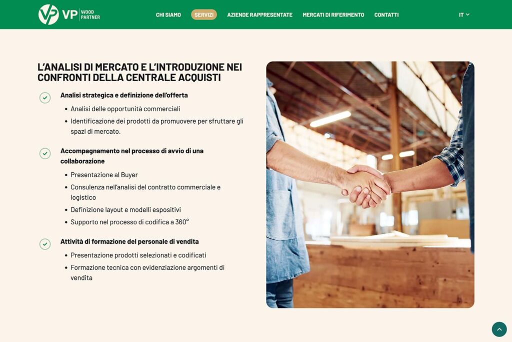 sito web per società di rappresentanza - VP srl