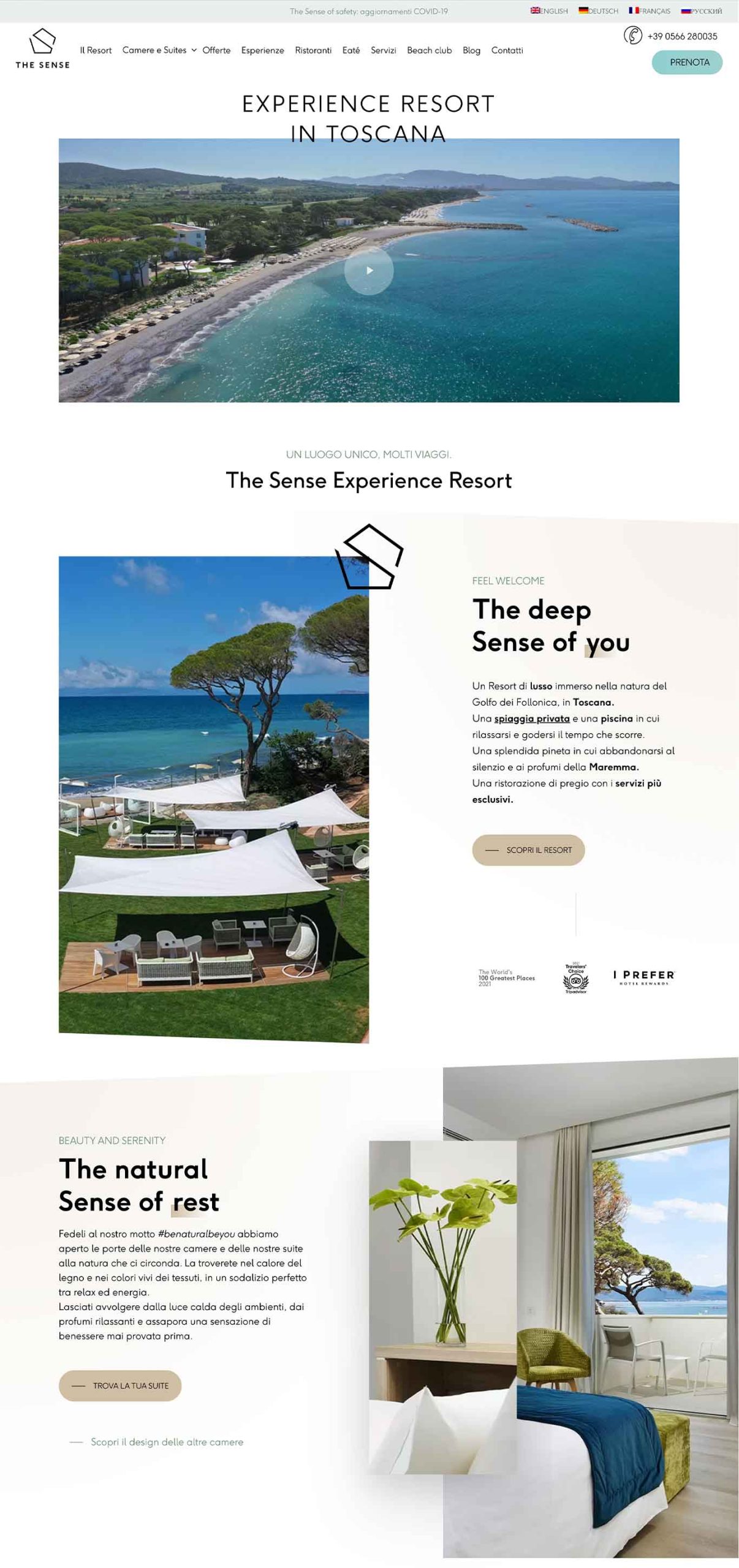 sito the sense resort dopo l'intervento di Trizero