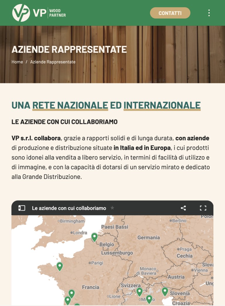 tablet sito web per società di rappresentanza - VP srl